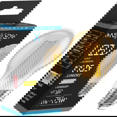 Mexen Vintis LED filamentová žárovka E27, A60, 12W, Teplá - 2700K, 1125 lm, jantarová - L150-E27-1227-50