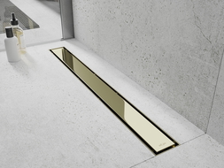 Mexen Flat 360° M13 otočný lineární odtok 2v1 90 cm, zlatý - 1510090-40