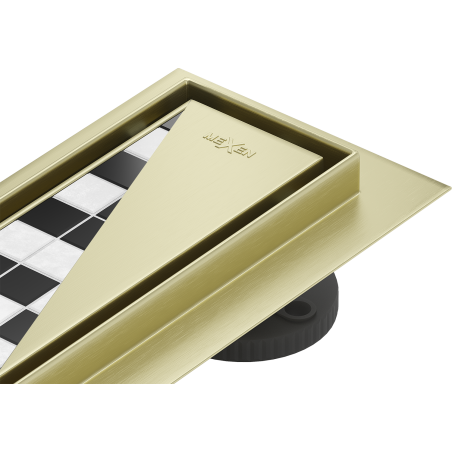 Mexen Flat 360° M13 lineární odtok otočný 2v1 80 cm, zlatý kartáčovaný - 1A10080-40