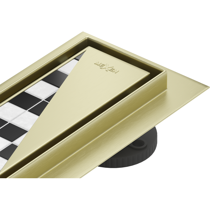 Mexen Flat 360° M13 otočný lineární odtok 2v1 90 cm, zlatý kartáčovaný - 1A10090-40