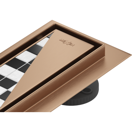 Mexen Flat 360° M13 otočný lineární odtok 2v1 60 cm, kartáčovaná měď - 1C10060-40