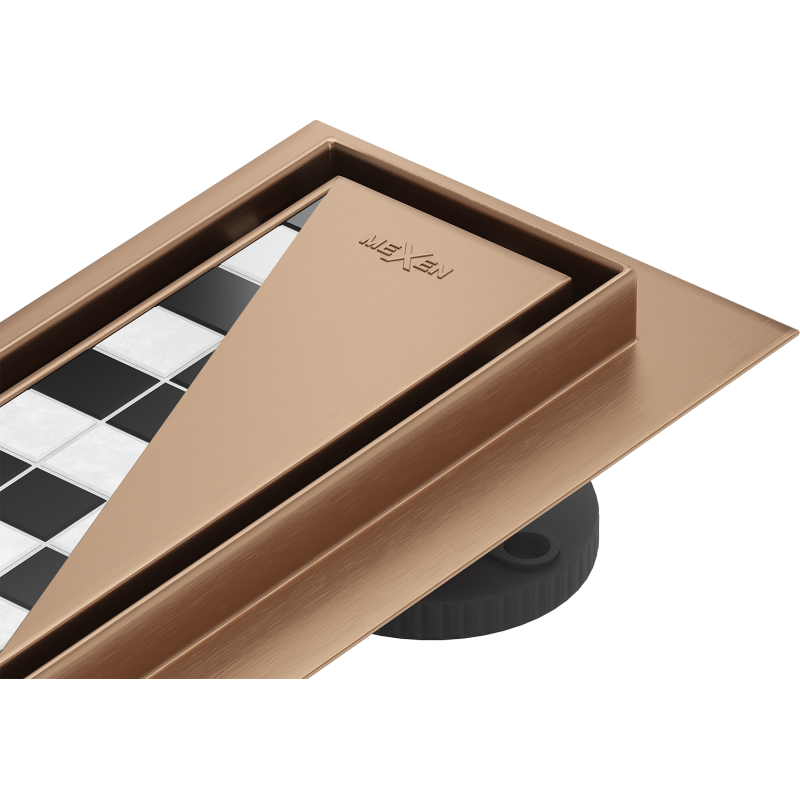 Mexen Flat 360° M13 lineární odtok otočný 2v1 90 cm, kartáčovaná měď - 1C10090-40