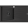 Mexen Cesar dřez granitový 1-komorový s odkapávačem 775 x 470 mm, černý/stříbrný metalik, sifon černý - 6514771010-73-B