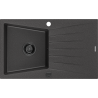 Mexen Cesar granitový dřez s odkapávačem, 1 komora, 775 x 470 mm, černý kropenatý, černý sifon - 6514771010-76-B