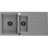 Mexen Andres granitový dřez 1,5 komorový s odkapávačem 1000 x 500 mm, šedý, černý sifon - 6515101510-71-B