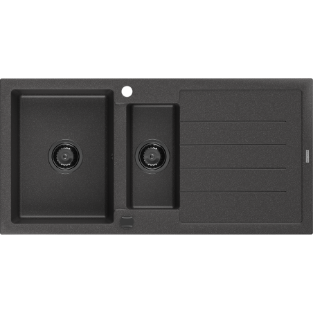 Mexen Andres žulový dřez 1,5-komorový s odkapávačem 1000 x 500 mm černý tečkovaný, černý sifon - 6515101510-76-B