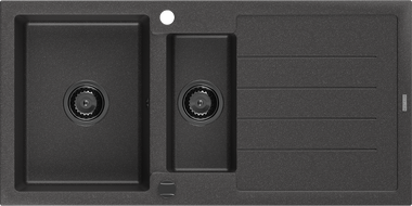 Mexen Andres žulový dřez 1,5-komorový s odkapávačem 1000 x 500 mm černý tečkovaný, černý sifon - 6515101510-76-B