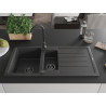 Mexen Andres granitový dřez 1,5-komorový s odkapávačem 1000 x 500 mm černý s tečkami, černý sifon - 6515101510-76-B