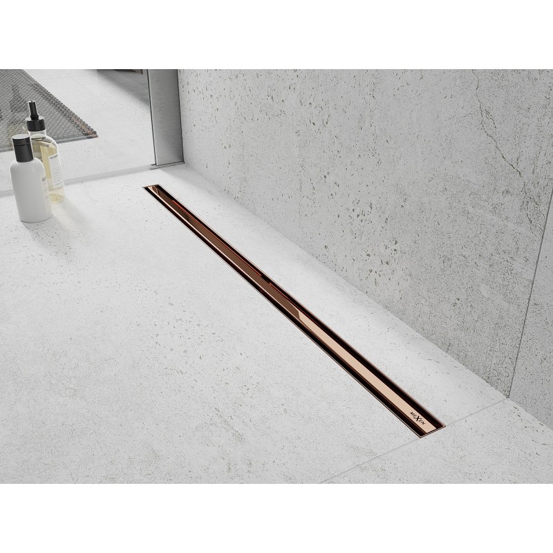 Mexen Flat 360° Slim otočný liniový odtok 120 cm, růžové zlato - 1641120