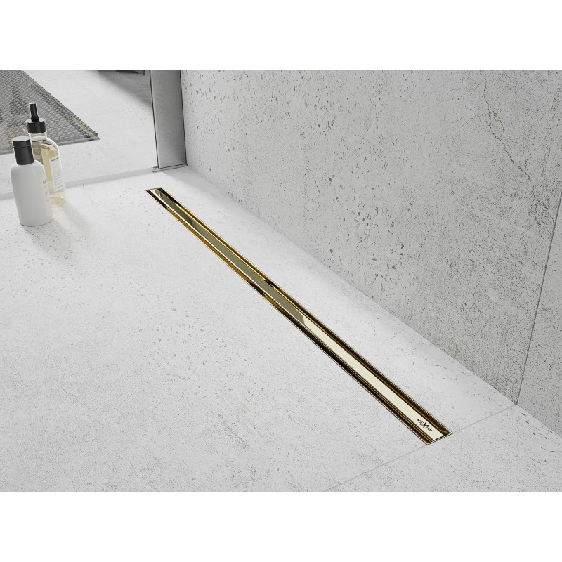 Mexen Flat 360° Slim otočný lineární odtok 160 cm, zlatý - 1541160