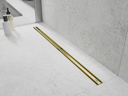 Mexen Flat 360° Slim Lineární otočný odtok 110 cm, kartáčovaný zlatý - 1A41110