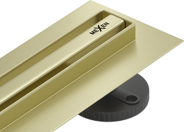 Mexen Flat 360° Slim otočný lineární odtok 130 cm, zlatý kartáčovaný - 1A41130