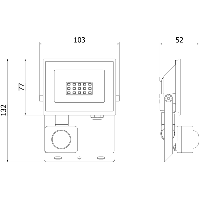 Mexen Luxpro+ LED reflektor s pohybovým čidlem, 10W, Studená - 6500K, 1100 lm, černý - L236-010-65-70