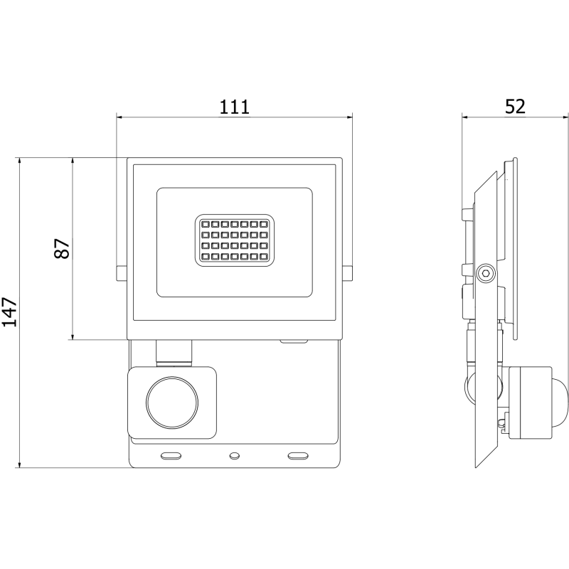 Mexen Luxpro+ LED reflektor s pohybovým senzorem, 20W, Studená - 6500K, 2200 lm, bílá - L236-020-65-20