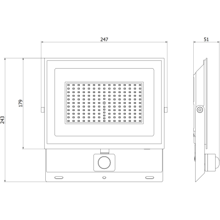Mexen Luxpro+ LED reflektor s pohybovým senzorem, 100W, Studená - 6500K, 11000 lm, černý - L236-070-65-70 - L236-100-65-70