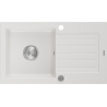 Mexen Pablo granitový dřez 1-komorový s odkapávačem 752 x 436 mm, bílý, sifon chrom - 6510751010-20