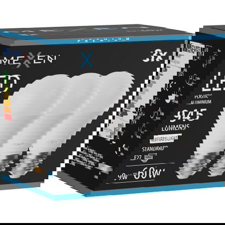 Mexen Nova 3x LED žárovka E27, A60, 9W, Neutrální - 4000K, 945 lm - L100-E27-0940-01x03