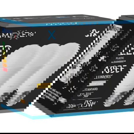 Mexen Nova 3x LED žárovka E27, A60, 10W, Teplá - 3000K, 1055 lm - L100-E27-1030-01x03