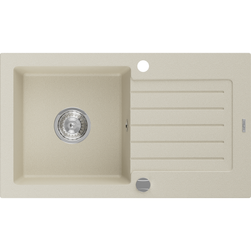 Mexen Pablo žulový dřez s odkapávačem 1-komorový 752 x 436 mm, béžový, chromový sifon - 6510751010-69