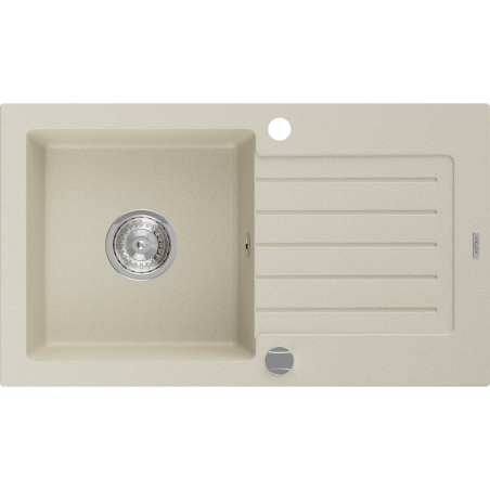 Mexen Pablo žulový dřez s odkapávačem 1-komorový 752 x 436 mm, béžový, chromový sifon - 6510751010-69