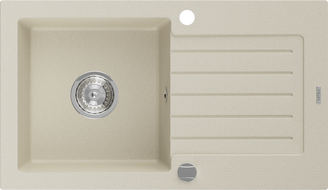Mexen Pablo žulový dřez s odkapávačem 1-komorový 752 x 436 mm, béžový, chromový sifon - 6510751010-69