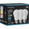Mexen Nova 3x LED žárovka E27, A60, 12W, Studená - 6500K, 1260 lm - L100-E27-1265-01x03