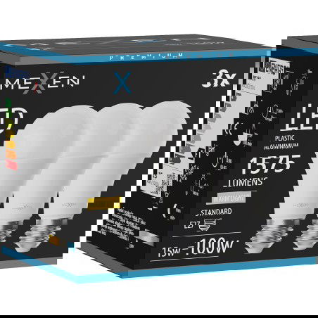 Mexen Nova 3x LED žárovka E27, A60, 15W, Teplá - 3000K, 1575 lm - L100-E27-1530-01x03