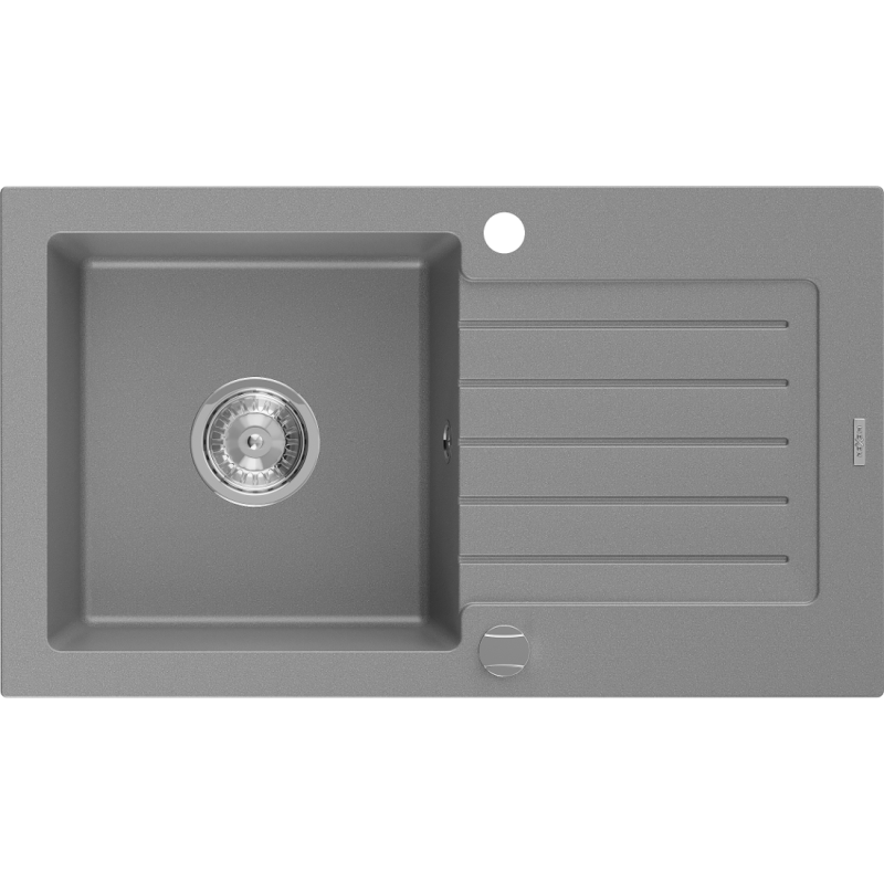 Mexen Pablo žulový dřez s odkapávačem 1-komorový 752 x 436 mm, šedý, sifon chrom - 6510751010-71