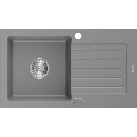 Mexen Pablo žulový dřez s odkapávačem 1-komorový 752 x 436 mm, šedý, sifon chrom - 6510751010-71