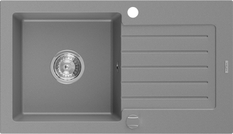 Mexen Pablo žulový dřez s odkapávačem 1-komorový 752 x 436 mm, šedý, sifon chrom - 6510751010-71