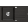 Mexen Pablo granitový dřez 1-komorový s odkapávačem 752 x 436 mm, černý/zlatý metalik, sifon chrom - 6510751010-75
