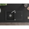 Mexen Pablo jednodřezový granitový dřez s odkapávačem 752 x 436 mm, černý, sifon chrom - 6510751010-77