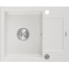 Mexen Enzo granitový dřez 1-komorový s odkapávačem 576 x 465 mm, bílý, sifon chrom - 6506571005-20
