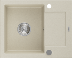 Mexen Enzo granitový dřez 1-komorový s odkapávačem 576 x 465 mm, béžový, sifon chrom - 6506571005-69