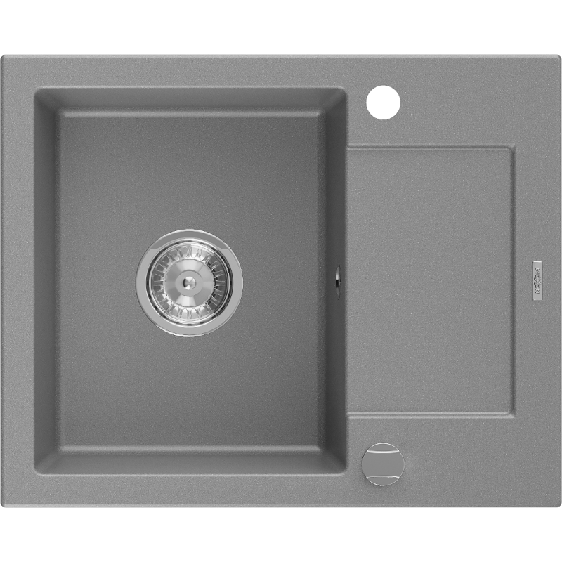 Mexen Enzo granitový jednodřez s odkapávačem 576 x 465 mm, šedý, sifon chrom - 6506571005-71
