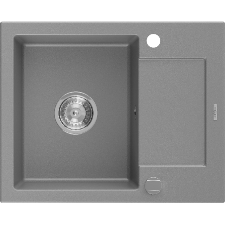 Mexen Enzo granitový jednodřez s odkapávačem 576 x 465 mm, šedý, sifon chrom - 6506571005-71