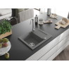 Mexen Enzo granitový dřez 1-komorový s odkapávačem 576 x 465 mm, šedý, sifon chrom - 6506571005-71