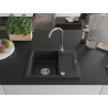 Mexen Enzo granitový dřez 1-komorový s odkapávačem 576 x 465 mm, černý/zlatý metalik, chrom sifon - 6506571005-75