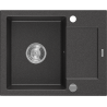 Mexen Enzo granitový dřez s 1 komorou a odkapávačem 576 x 465 mm, černý tečkovaný, sifon chrom - 6506571005-76