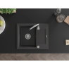 Mexen Enzo granitový dřez s 1 komorou a odkapávačem 576 x 465 mm, černý skvrnitý, chromový sifon - 6506571005-76