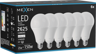 Mexen Nova 6x LED žárovka E27, A95, 25W, Neutrální - 4000K, 2625 lm - L100-E27-2540-01x06