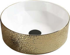 Mexen Clarisa umyvadlová mísa 41 x 41 cm, bílá/zlatá - 22074153