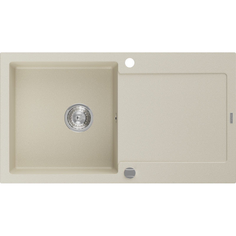 Mexen Leo granitový dřez s odkapávačem 1-komorový 900 x 500 mm, béžový, sifon chrom - 6501901010-69