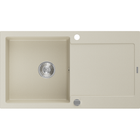Mexen Leo granitový dřez s odkapávačem 1-komorový 900 x 500 mm, béžový, sifon chrom - 6501901010-69