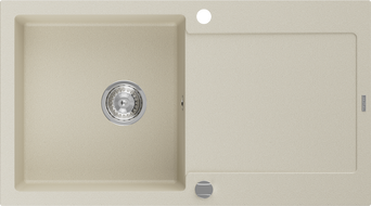 Mexen Leo granitový dřez s odkapávačem 1-komorový 900 x 500 mm, béžový, sifon chrom - 6501901010-69