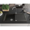 Mexen Leo žulový jednodřezový dřez s odkapávačem 900 x 500 mm, černý/zlatý metalíza, chromový sifon - 6501901010-75