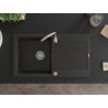 Mexen Leo žulový jednodřezový dřez s odkapávačem 900 x 500 mm, černý/zlatý metalíza, chromový sifon - 6501901010-75