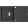 Mexen Leo granitový dřez s 1 komorou a odkapávačem 900 x 500 mm, černý skvrnitý, chromový sifon - 6501901010-76