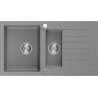 Mexen Matias dřez z umělého kamene 1,5-komorový s odkapávačem 900 x 505 mm, šedý, sifon chrom - 6502901505-71