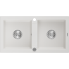 Mexen Mario granitový dřez dvoukomorový 820 x 436 mm, bílý, sifon chrom - 6504822000-20